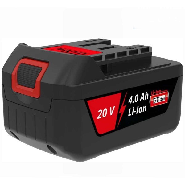 Güde Lithium-Ionen-Akku 20 Volt, 4,0 Amperestunden, schwarz-rot.