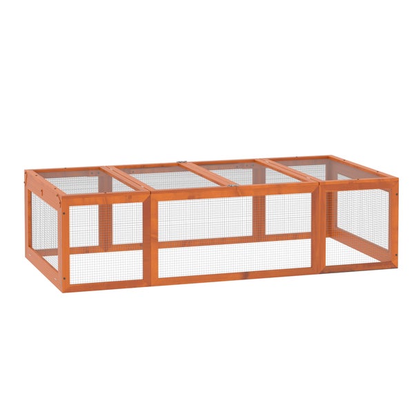 PawHut Hasenstall Kaninchenstall aus Tannenholz Winterfest Hasenkäfig mit aufklappbar Dach 180x90x48 cm Kaninchenkäfig Outdoor Kleintierstall für Kleintiere Hasen Kaninchen Meerschweinchen Orange