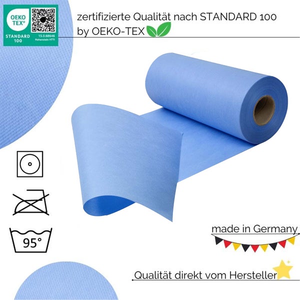 Sensalux Kombi-Set 1 Tischdeckenrolle 1m x 25m weiß + Tischläufer 30cm hellblau