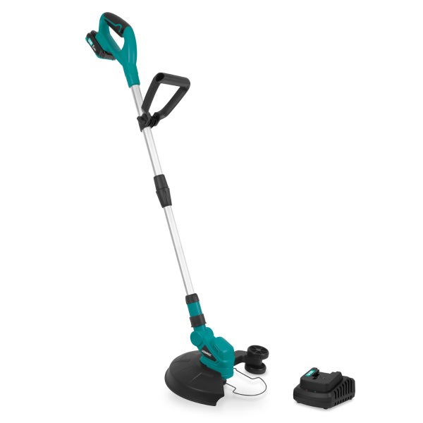 VONROC Rasentrimmer mit Akku 2Ah und Ladegerät - 250mm - Trimmer für Garten mit Kabel - Kantenschneider Rasen - Tap and Go System inkl. 2x4M Drahtspule
