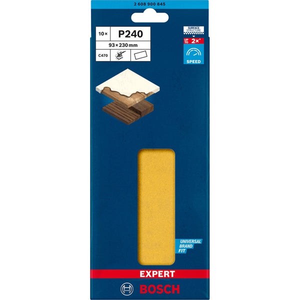 Bosch 10x Expert C470 Schleifpapier ohne Löcher für Schwingschleifer 93 x 230 mm G 240 - 2608900845