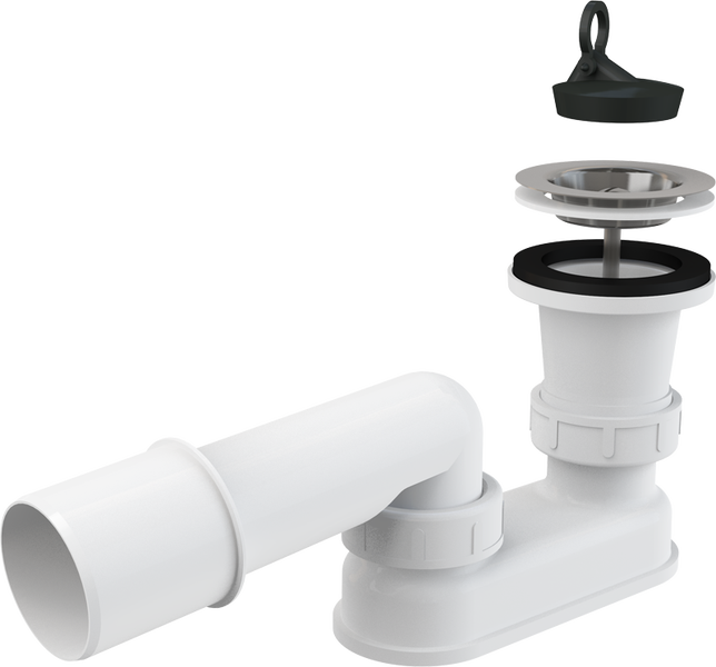 Siphon für Spüle mit Ventiloberteil und Stöpsel