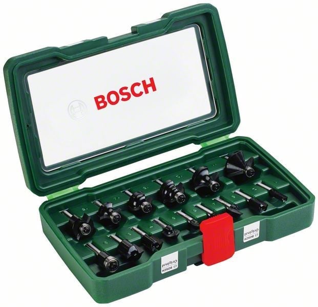 Bosch Logo Fräser-Set in grüner Aufbewahrungsbox