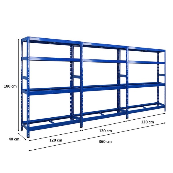 PROREGAL Mega Deal 3x Reifenregal Tiger HxBxT 180x120x40 cm bis zu 12 Reifen auf 2 Ebenen mit 2 Fachboden Blau Reifenständer