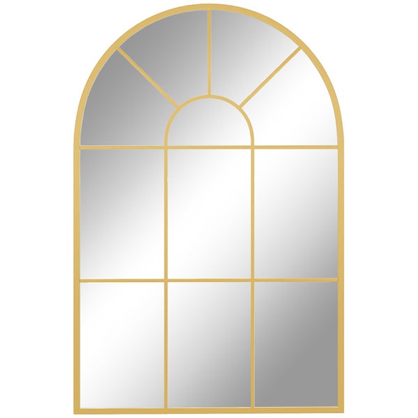 HOMCOM Wandspiegel Fensterspiegel 91 x 60 cm Dekorativ Spiegel mit Metallrahmen Hängespiegel für Wohnzimmer, Schlafzimmer, Gold