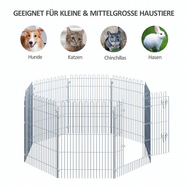 PawHut Welpenauslauf, 63B x 91H cm, Stahldraht, Silber