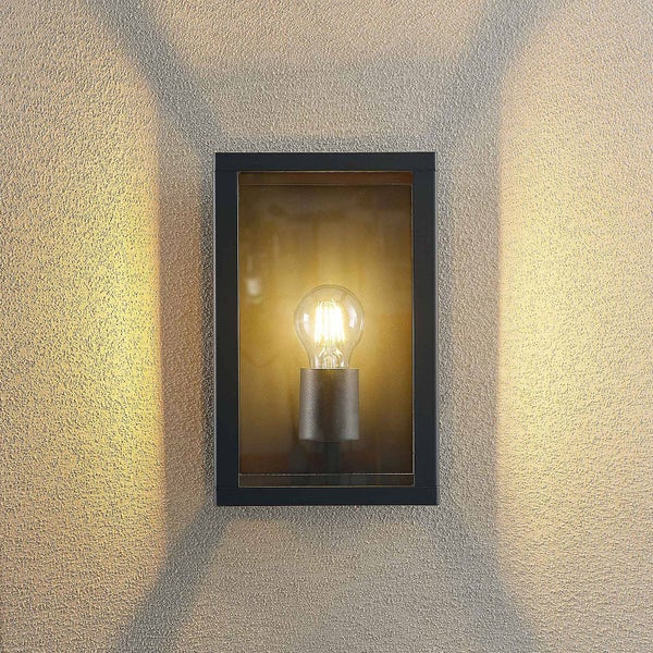 Lindby Wandleuchte außen Giavanna (spritzwassergeschützt (Modern) in Schwarz aus Aluminium (1 flammig, E27) - Außenwandleuchten Wandlampe Led Außenlampe Outdoor für Außenwand/Hauswand