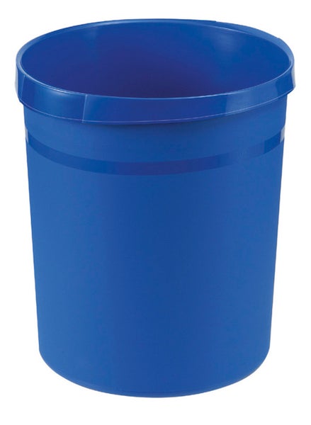 PROREGAL SparSet 4x Klassischer Runder Papierkorb aus Kunststoff 18 Liter HxDurchmesser 35 x 31,2 cm Blau
