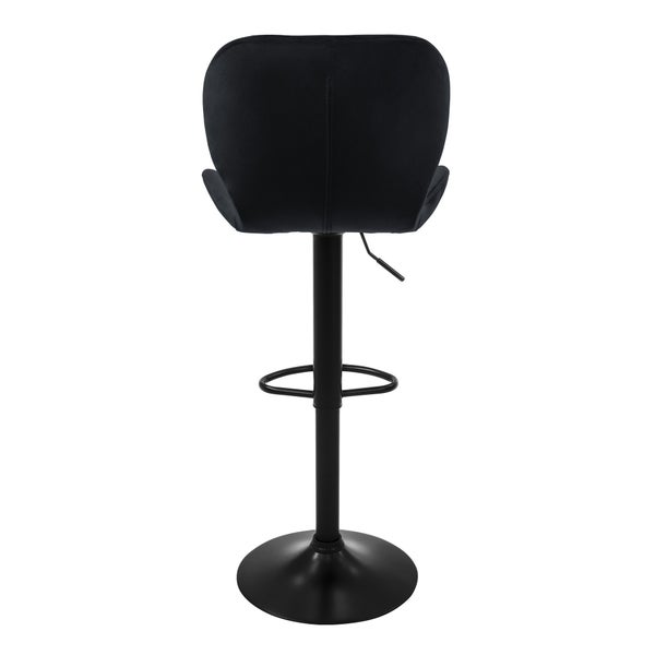 ML-Design Barhocker 4er Set, Bezug aus Samt, Schwarz, Gepolsterter Barstuhl mit Rückenlehne und Fußstütze, Tresenhocker höhenverstellbar 59-79cm, 360° drehbar, Bistrohocker Hocker Drehstuhl Barstühle