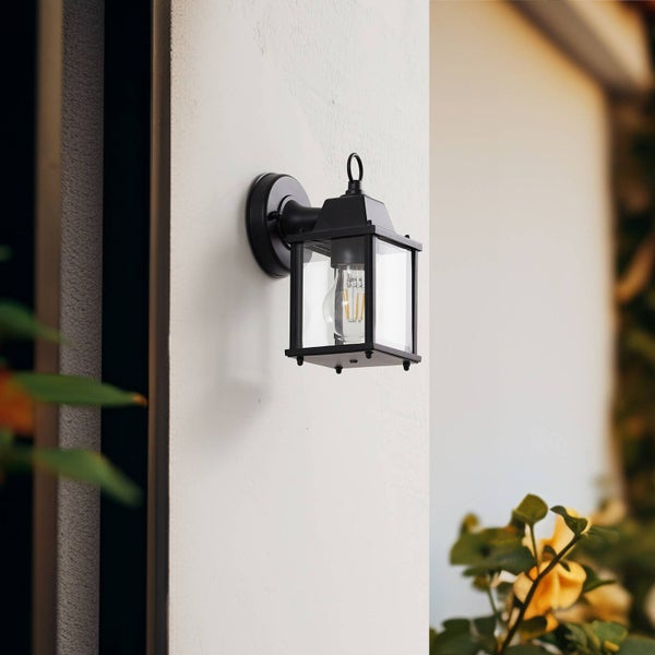 Lindby Wandleuchte außen (Laterne) Rurik (spritzwassergeschützt (Landhaus, Vintage Rustikal) in Schwarz aus Aluminium (1 flammig E27) - Außenwandleuchten Wandlampe Led Außenlampe Outdoor