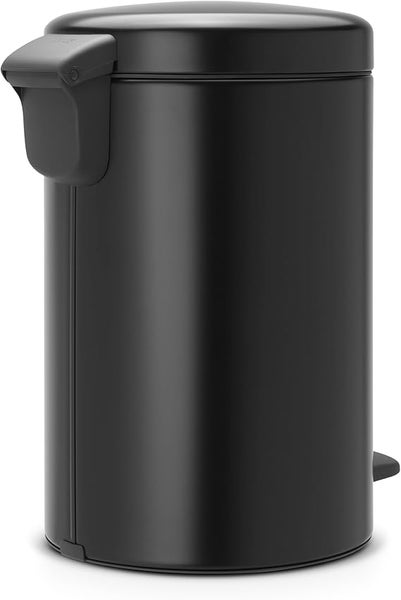 Brabantia Klassischer Tretmülleimer Mit Soft Verschluss 12 Liter HxBxT 41,1 x 25,1 x 33,8 cm Metall Metallik Schwarz