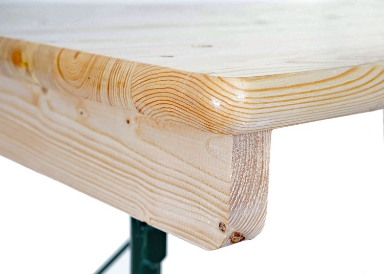 Detailansicht einer Werkbankplatte aus Holz