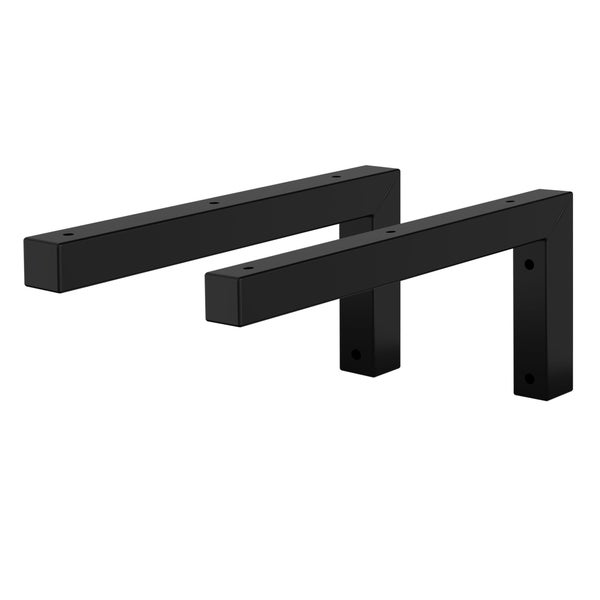 ML-Design 2er Set Wandkonsole Winkel L-Form für Waschtisch, 350x150 mm Schwarz Stahl, Design Waschtischhalterung, Wandhalterung für Waschtischplatte Waschbecken, Konsolenträger Regalträger Regalhalter