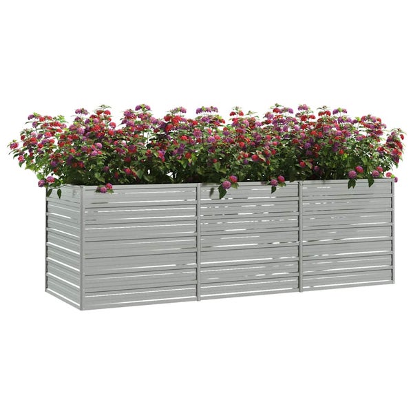 Blumenkasten aus Metall mit Bepflanzung
