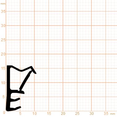 Querschnitt eines Dichtungsprofils auf einem Millimeter-Raster zur Darstellung der Abmessungen.
