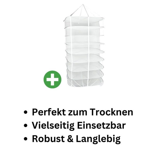 Grow Trockennetz 80 cm x 1,75 m – 8-lagig, quadratisch, platzsparend, für große Pflanzenmengen, einfach aufzuhängen & ideal für Trockenschränke