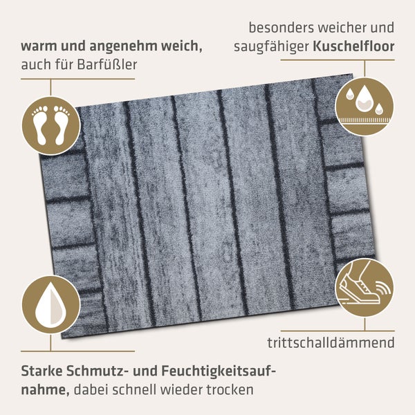 Akzente Feel Badematte mit Motiv in Grau Fußmatte 40 x 60 cm, rutschfest, saugfähig