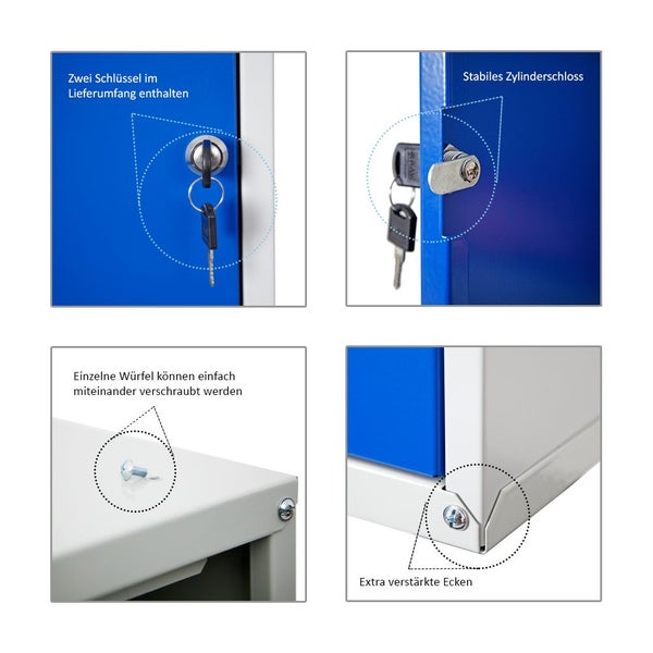 PROREGAL Schließfachwürfel Cubic HxBxT 35 x 35 x 35 cm Grau/Blau