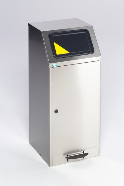 PROREGAL Selbstlöschender Wertstoffsammler Mit Fußpedale 78 Liter HxBxT 100,5 x 40,5 x 47,5 cm Edelstahl Grau