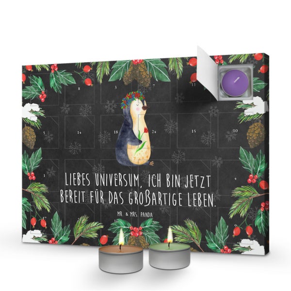 Mr. & Mrs. Panda Duftkerzen Adventskalender Pinguin Blumen - Schwarz