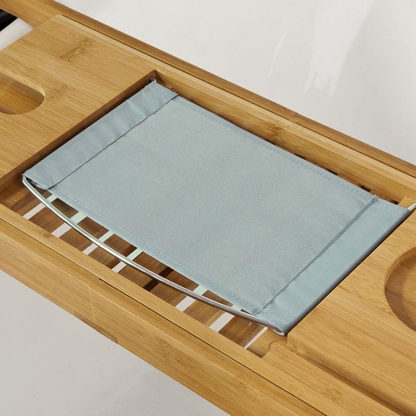 Badebrett aus Bambus mit Stoffbezug