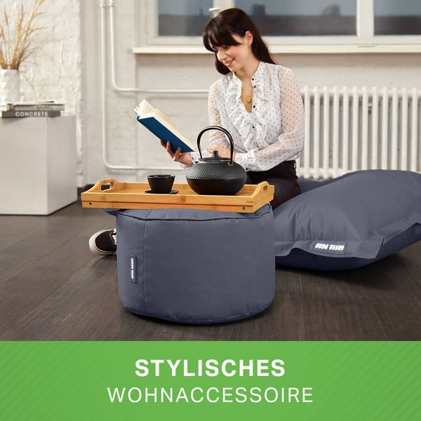 Green Bean Sitzsack-Hocker 45x25cm mit EPS-Perlen Füllung - Fußhocker Fußkissen Sitz-Pouf für Sitzsäcke - Bodenkissen für Kinder und Erwachsene - Fußablage Sitzkissen Sitzhocker Stahlgrau