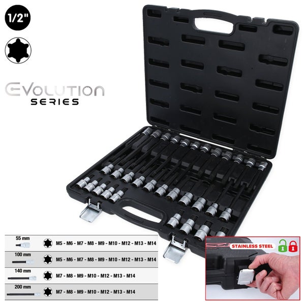 KS TOOLS 1/2 RIBE Bit-Stecknuss-Satz 32tlg. kurz lang und extra lang - 911.4520