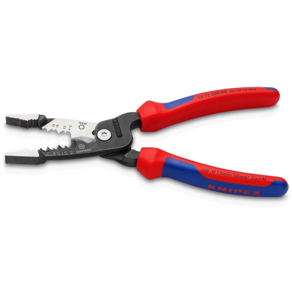 Knipex Multifunktions-Elektrikerzange metrisches Modell mit Mehrkomponenten-Hüllen schwarz atramentiert 200 mm - 1372200ME