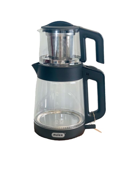 Wasserkocher, Samowar mit Teekocher - Mulex, Tee-Express Glas, Schwarz, 2L
