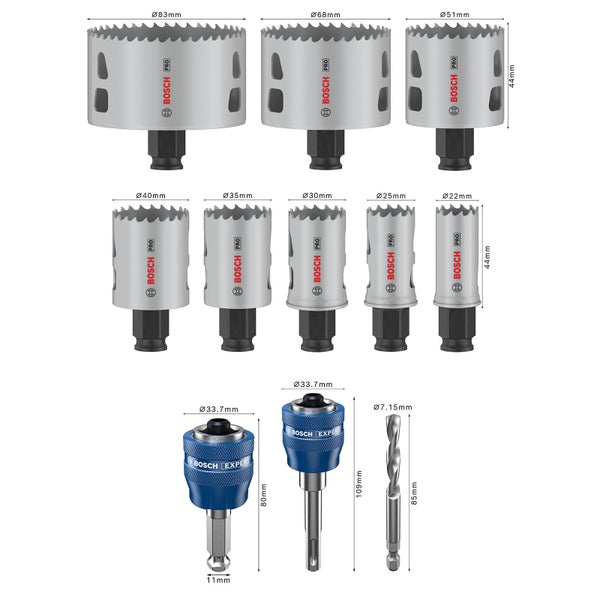 Bosch Pro Lochsägenset mit zwei Bohrern und zwei Adaptern