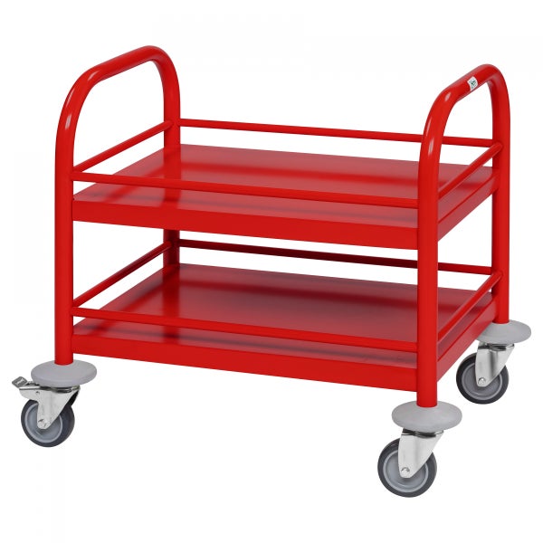 Kongamek Mini-Servierwagen 530x375x550mm 2 Etagen pulverbeschichtet in Rot mit Bremse