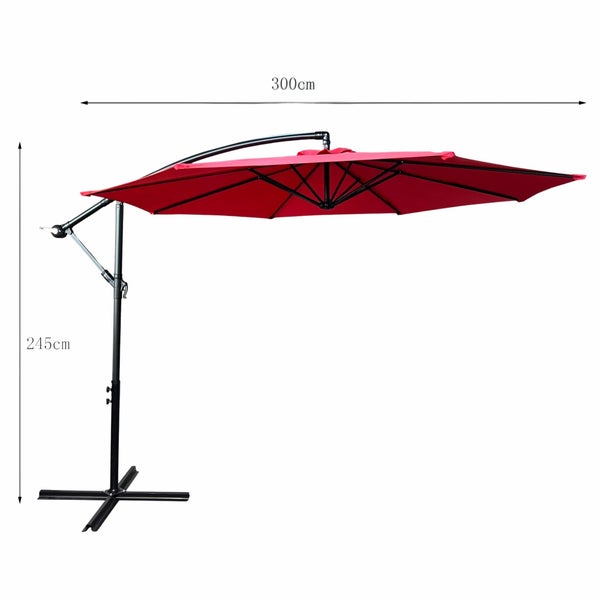 Freiarmschirm mit einer Höhe von 245 Zentimeter und einer Breite von 300 Zentimeter.