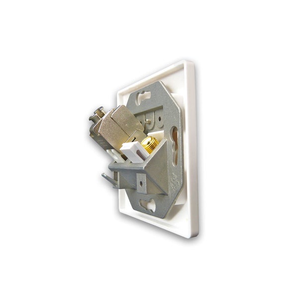 ProfiPatch Keystone Netzwerkdose LAN Dose Cat6A 500MHz Aufputz und Unterputz 1x RJ45 Port Anschluss + 1x F-Verbinder POE CAT7,CAT6A,CAT6,CAT5 geschirmt weiß