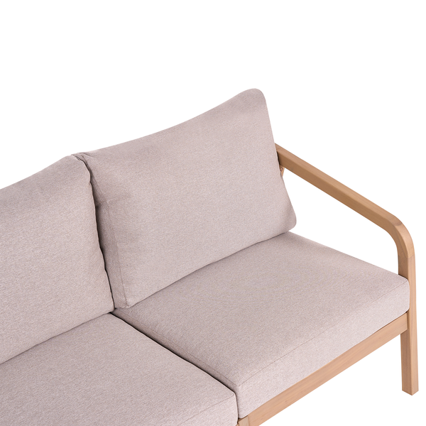 Gartensofa mit Holzgestell und gepolsterten Kissen für den Außenbereich