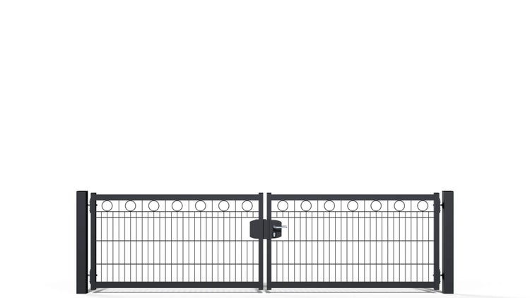 Gartentor ZAUNGURU BASIC-Line Berlin Kreis aus Metall, Höhe: 83cm, Breite: 321cm, 2-flügelig inkl. Pfosten, Schloss und Zubehör, Feuerverzinkt und in RAL 7016 Anthrazitgrau pulverbeschichtet