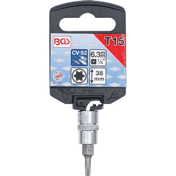 BGS Bit-Einsatz Antrieb Innenvierkant 6,3 mm (1/4) T-Profil (für Torx) T15 - 2591