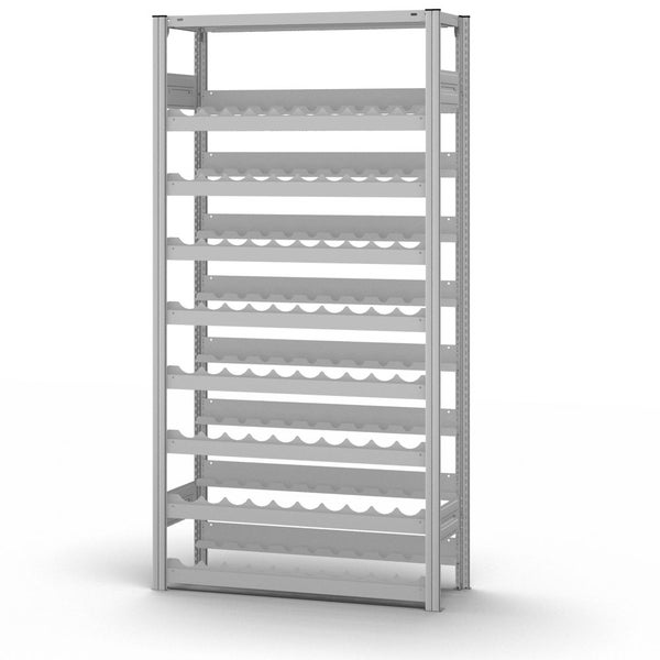 PROREGAL Weinregal Stecksystem T-Profil Grundregal HxBxT 200 x 100 x 30 cm Fachlast 35 kg 8 Ebenene Für 152 Flaschen Lichtgrau