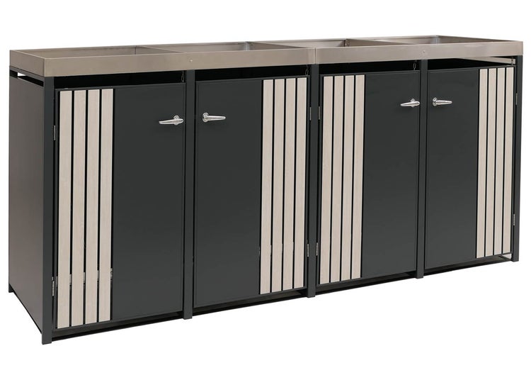 Mülltonnenbox für vier Mülltonnen mit Türen