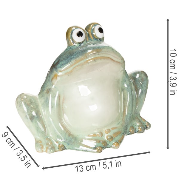 Dekofigur Frosch mit Maßangaben