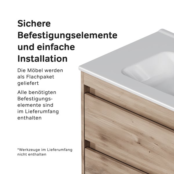 Waschtischunterschrank mit Schubladen und Montageelementen