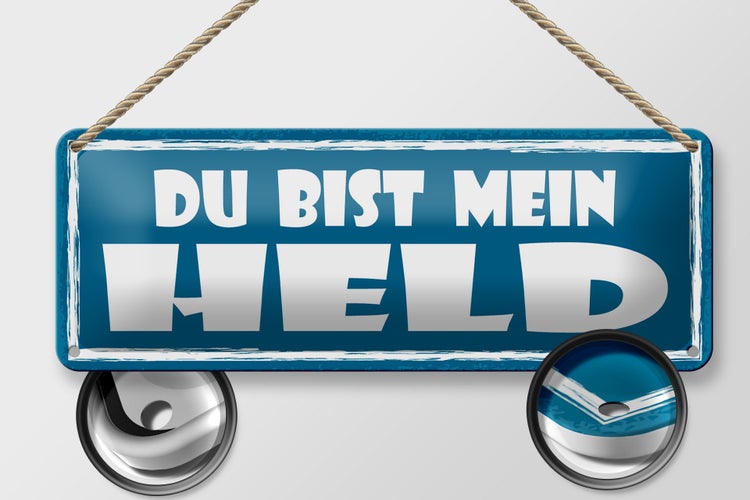 Blechschild Spruch 27x10cm du bist mein Held Dekoration