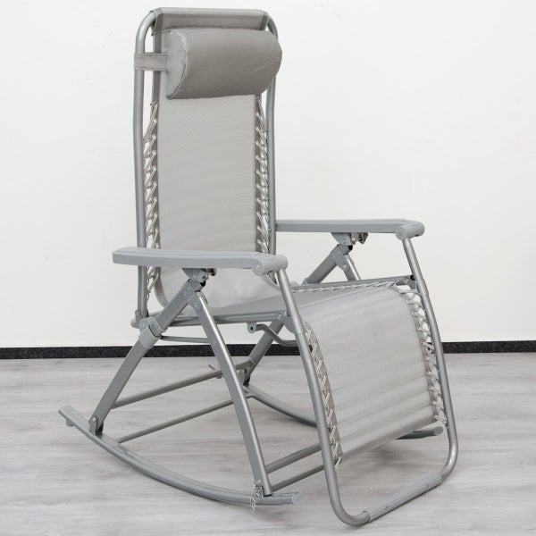AMANKA Schaukelliege 178x70cm | Schaukelstuhl in Grau | Klappbarer verstellbarer Relaxsessel Liege-Stuhl | Stahlrahmen | Belastbarkeit 100 kg.