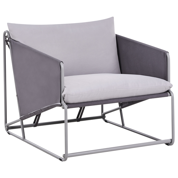 Lounge-Sessel mit Metallrahmen und Stoffbezug