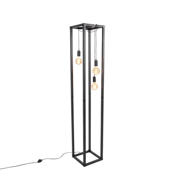 Stehlampe mit Metallrahmen und drei Leuchten