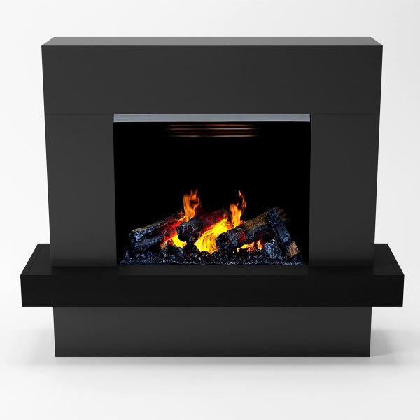 GLOW FIRE Elektrokamin 'Hera Opti Myst' | Wasserdampf Kamin mit Heizung inkl. Holz in schwarz als Standkamin| HxBxT: 110x126x32cm