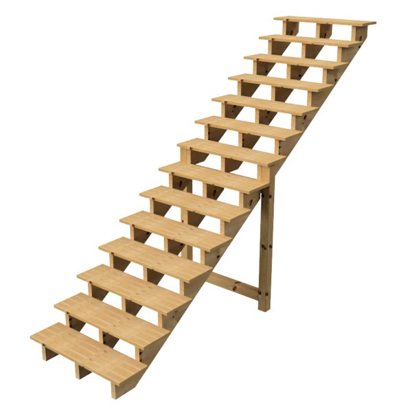 Holztreppe mit dreizehn Stufen