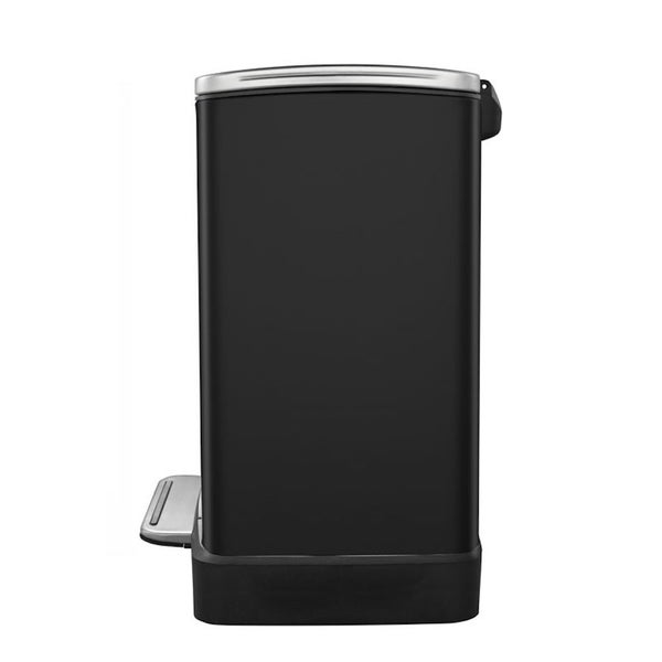 PROREGAL Stilvoller Rechteckiger Treteimer Mit Extra Breitem Pedal 19 Liter HxBxT 44,6 x 36,6 x 31,9 cm 2 Inneneimer Schwarz Deckel Edelstahl