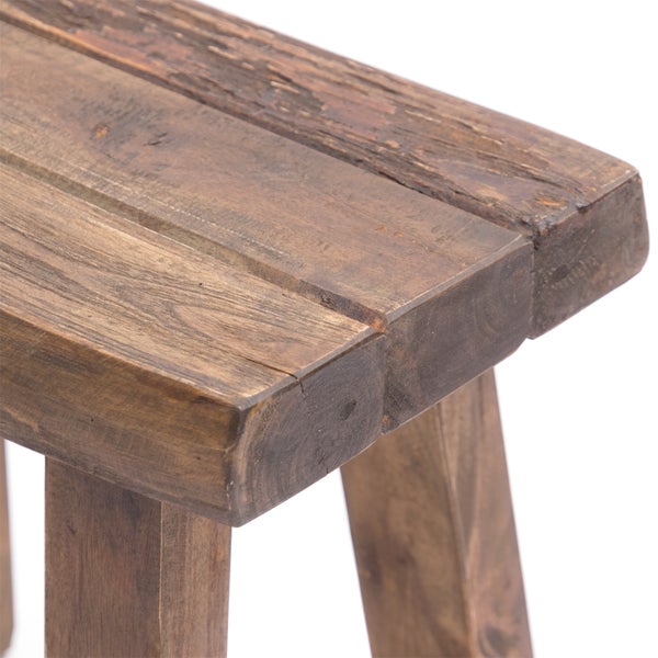 Hocker Rustic Teak Massivholz braun rustikal