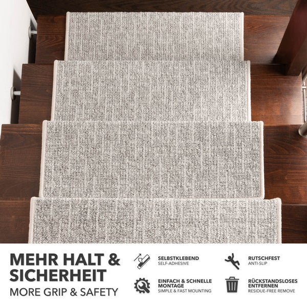FLOORDIREKT Stufenmatte Alto - Selbstklebend - Silber - Rechteckig - 23,5 x 65 cm