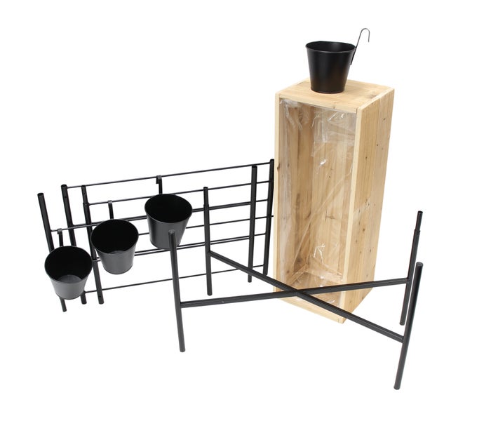 FRANK FLECHTWAREN | Pflanzer Metallgerüst, HOLZ, METALL, FOLIE, 60 x 26 x137 cm, einfache Selbstmontage